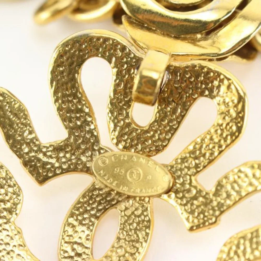 Chanel 95p 24k Gold Plated Jumbo CC Logo Clover Chain Necklace 35cc721s